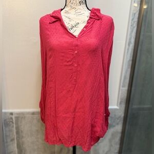 Dylan Lightweight Pink Button-Up Top